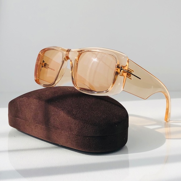 New TOM FORD Aristotle Orange Square Sunglasses - Picture 3 of 16